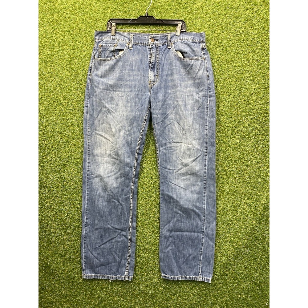 Levis 559 Jeans Mens 38x34 Blue Relaxed Straight Fit Medium Wash Distressed Work